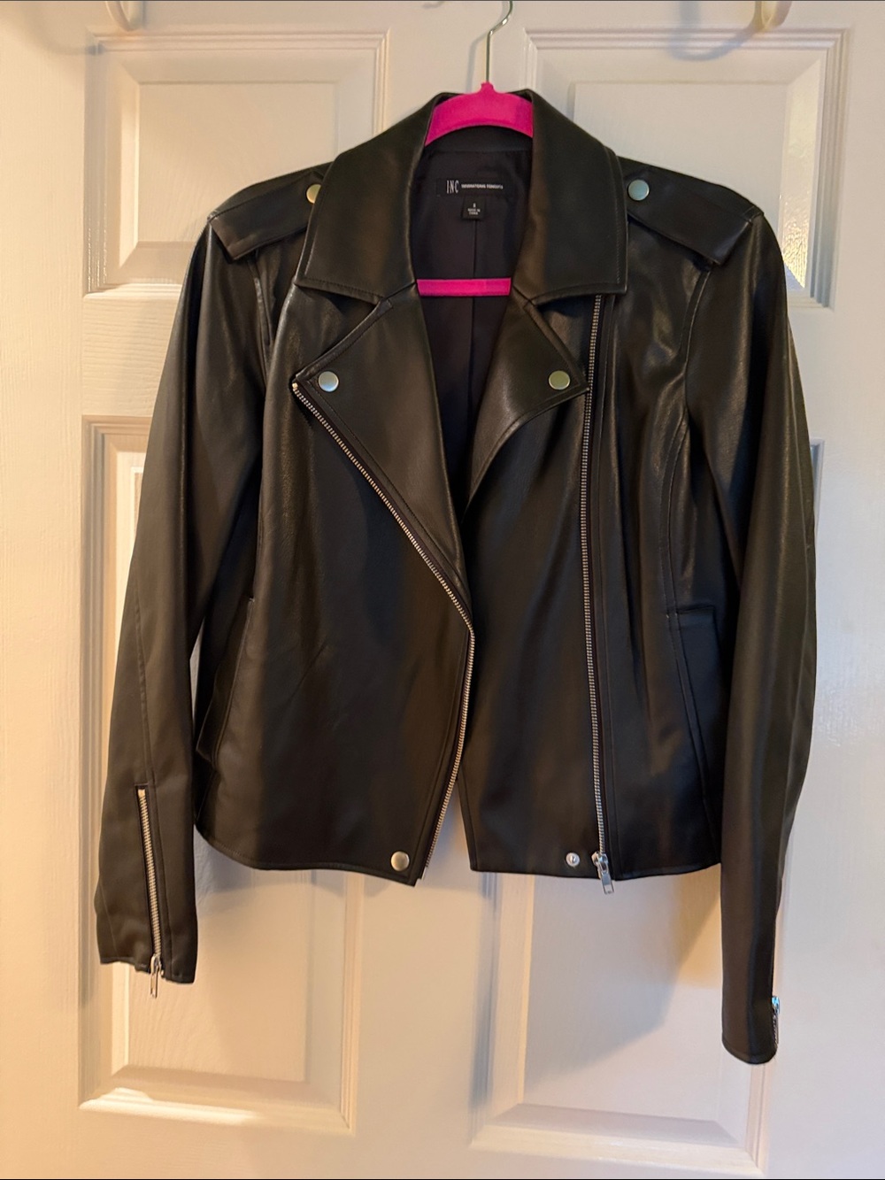 Women’s Faux Leather Moto Jacket - Black size S